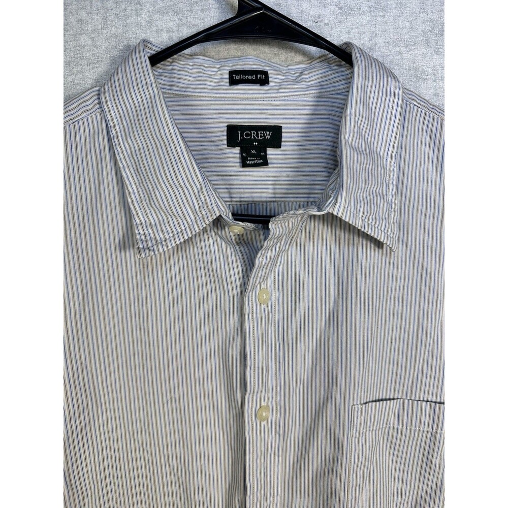 J. Crew Tailored Fit Button Down Shirt 100% Cotton Preppy Striped Mens Size XL